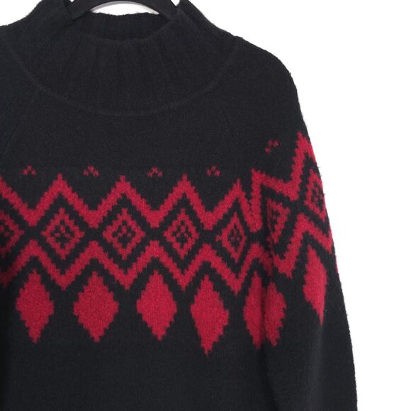 Banana Republic NEW Sweater Dress WOOL YAK HAIR Size XS Black Red Fair Isle Knit - Picture 8 of 9